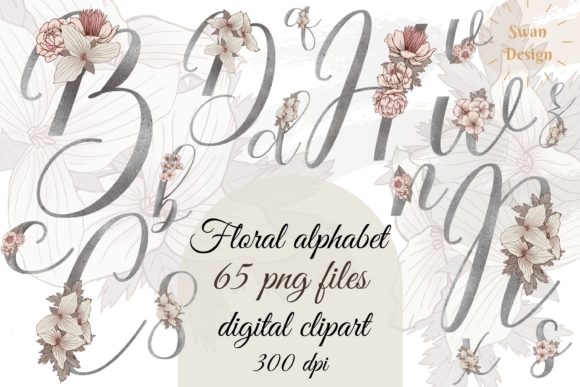 Elevate Designs with the Silver Floral Alphabet Set
