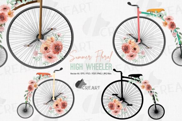 Elevating Designs with Coral and Blush Floral High Wheelers Art