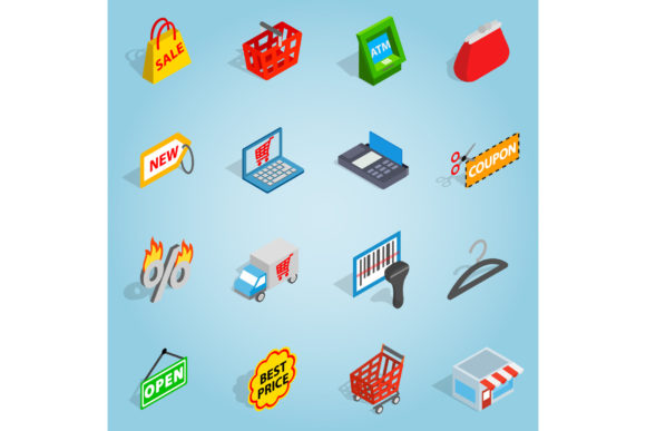 Elevating Digital Commerce with Isometric 3D Shopping Set Icons