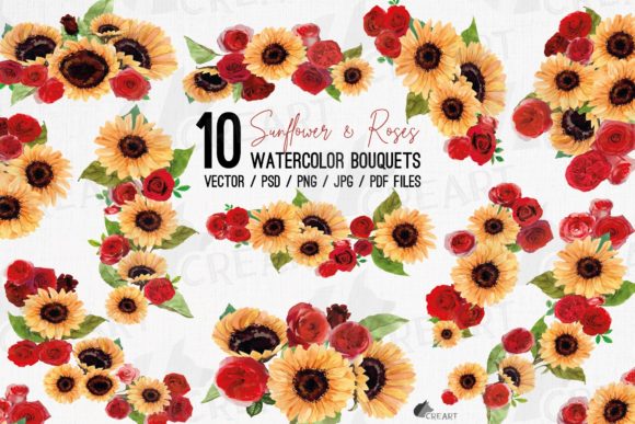Unlocking Creative Potential: The Ultimate Guide to Sunflower and Red Rose Watercolor Bouquet Templates